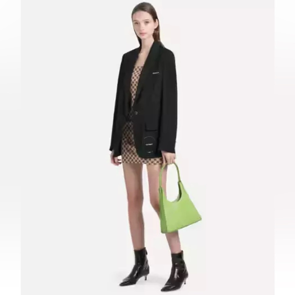 🌺🎉HP🎉🌺 NWT Staud Rey Croc Embossed Shoulder Bag Pistachio - Picture 11 of 16